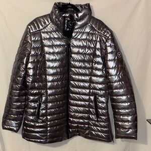 White Mark Metallic Charcoal Quilted Ski Jacket